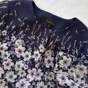 Talbots Navy Floral Jacquard Swing Jacket Size 14